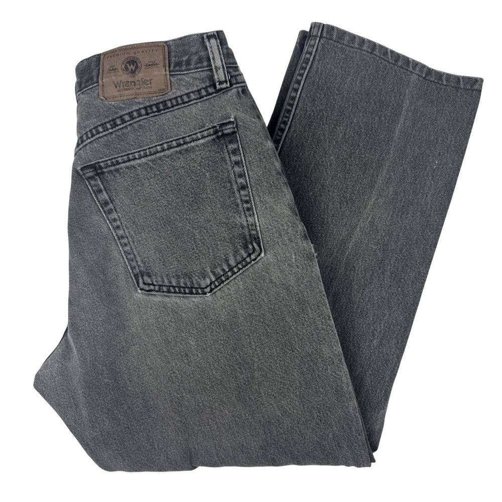 Wrangler Jeans Womens 10 Mens 30x30 Black Denim Faded High Rise Straight Leg